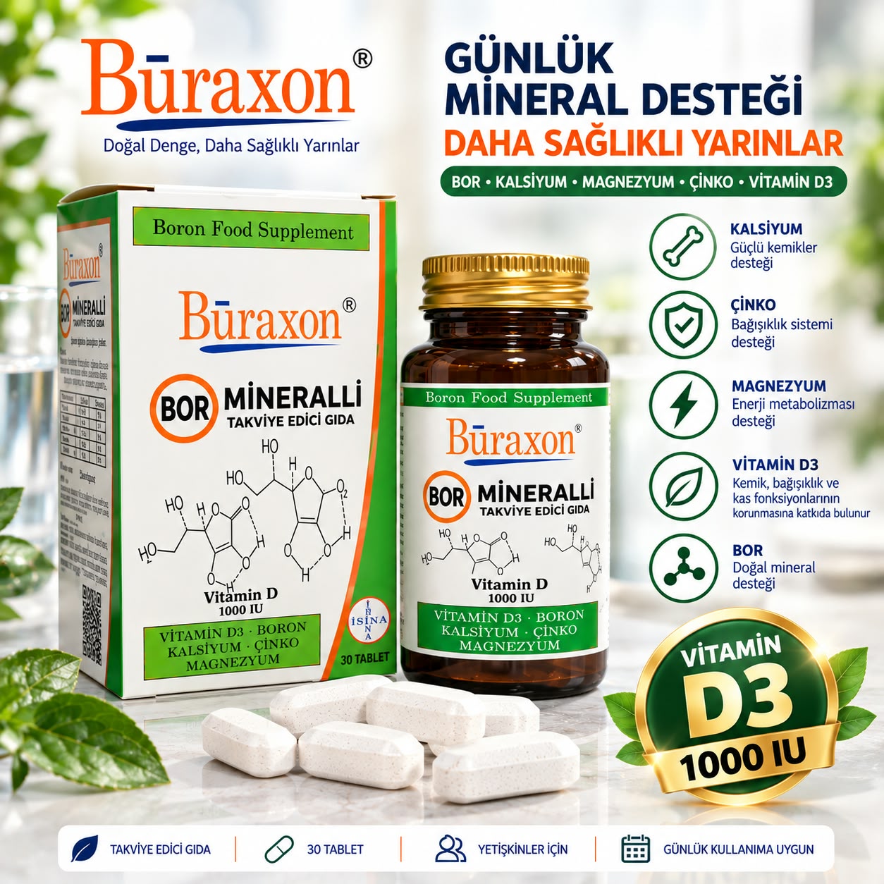 Bor Gıda Takviyesi Bor + D3 Tablet